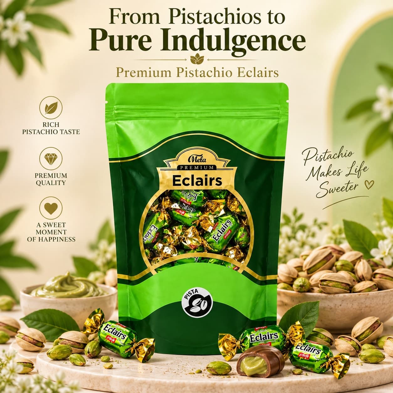 Mela Premium Pistachio Eclairs - View 1