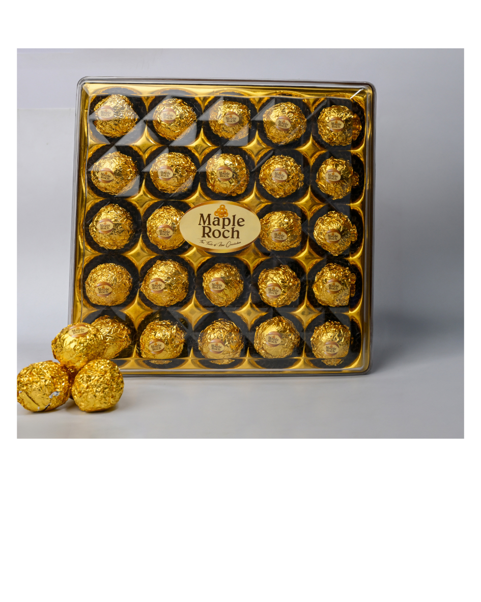 MAPLE ROCH PREMIUM 25 CAVITY SQUARE CHOCOLATE 350g