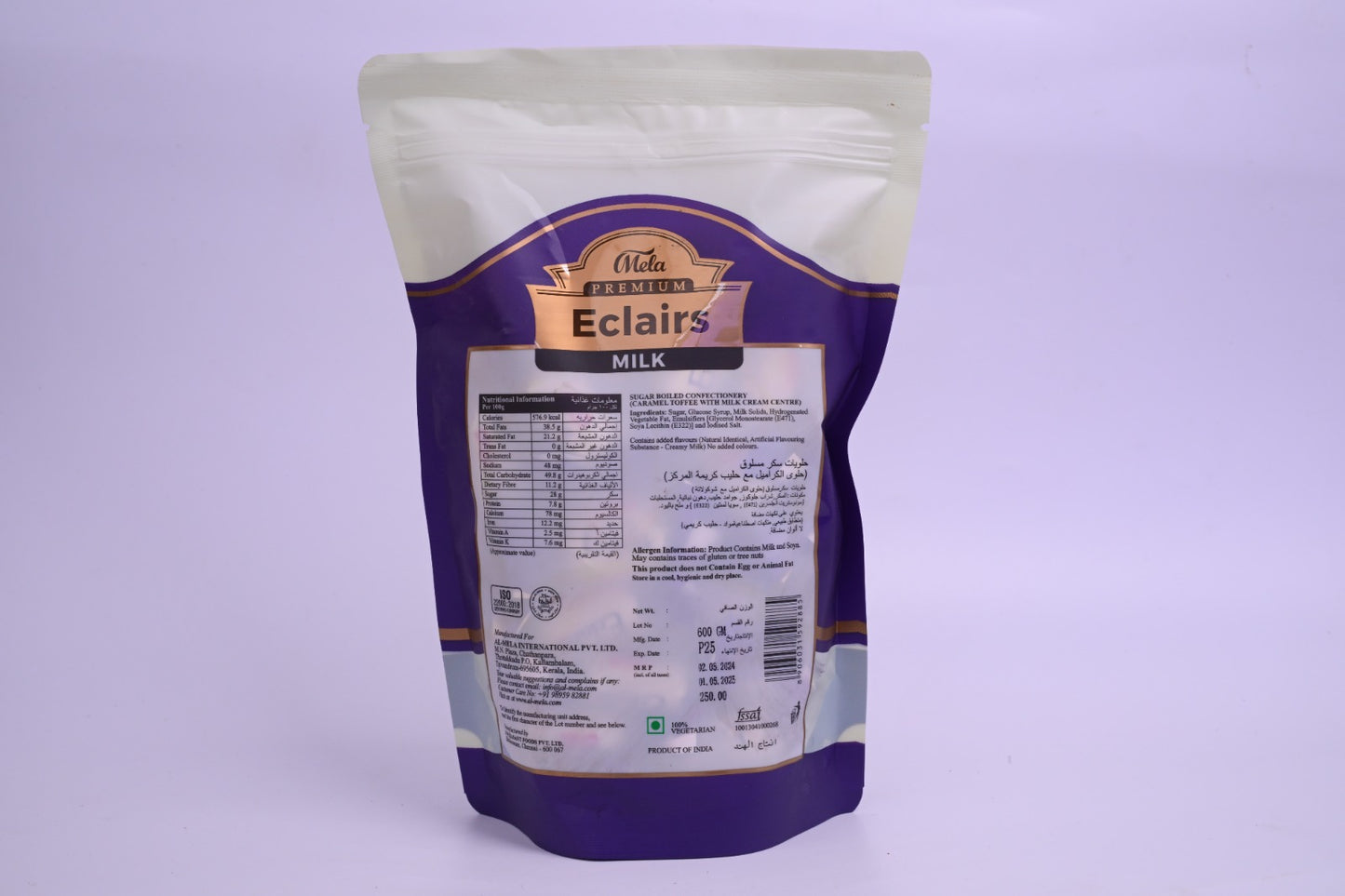 MELA PREMIUM MILK ECLAIRS STANDUP POUCH-MILK FLAVOR 600g