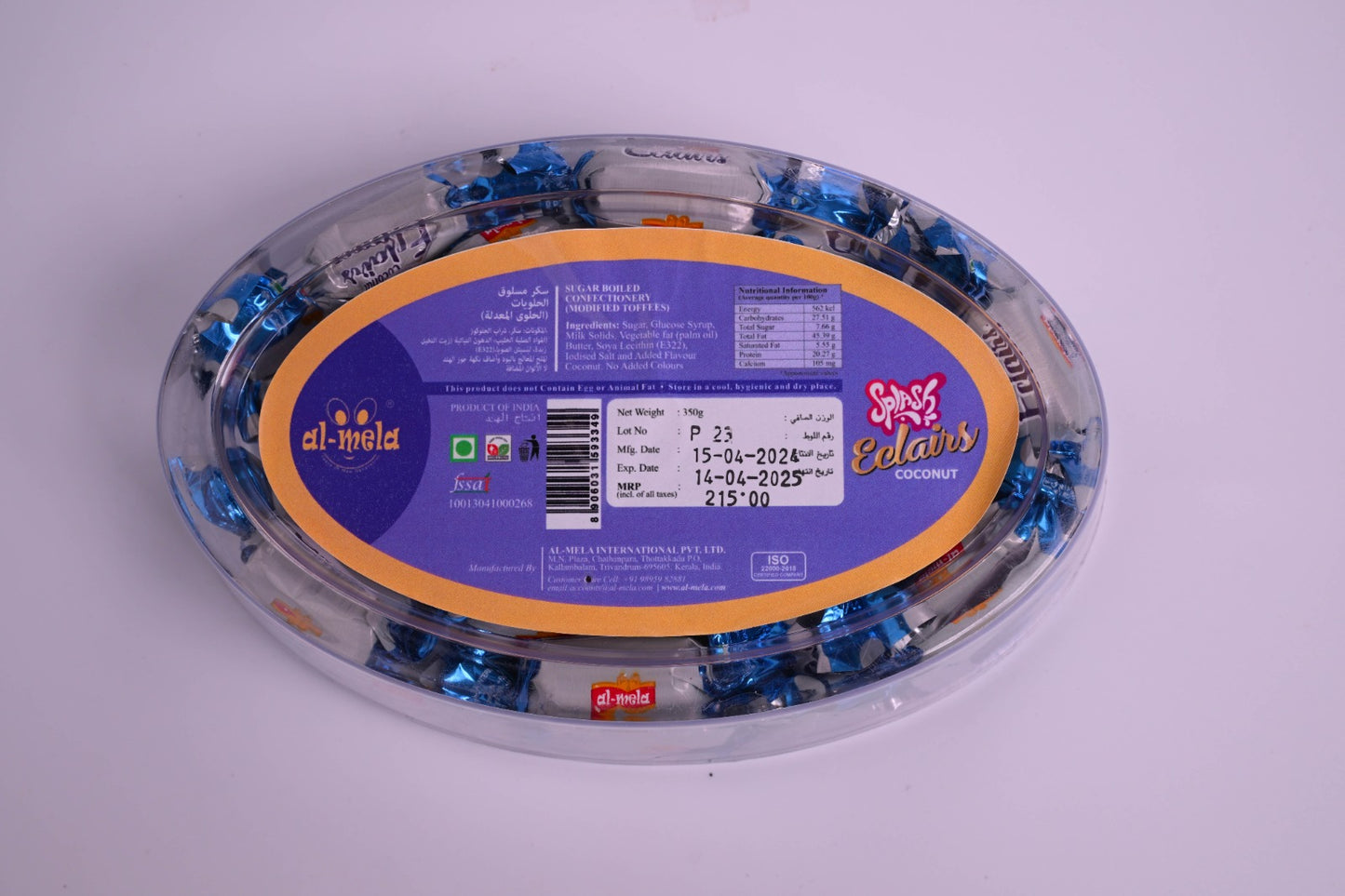 SPLASH PREMIUM QUALITY ECLAIRS COCONUT FLAVOUR 350g