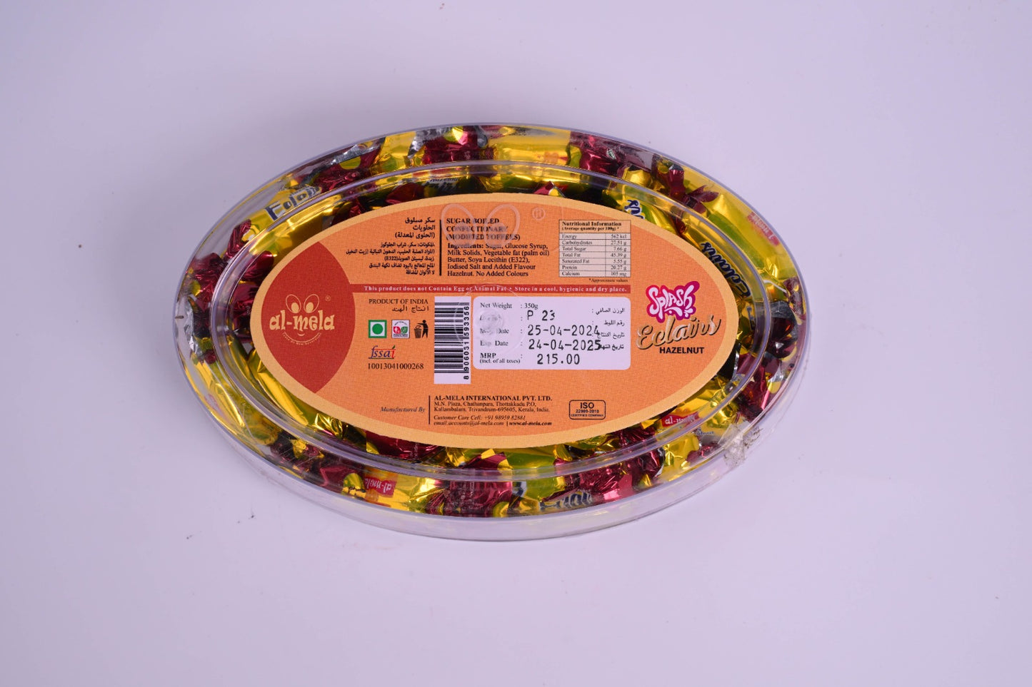 SPLASH PREMIUM QUALITY ECLAIRS HAZELNUT FLAVOUR 350g