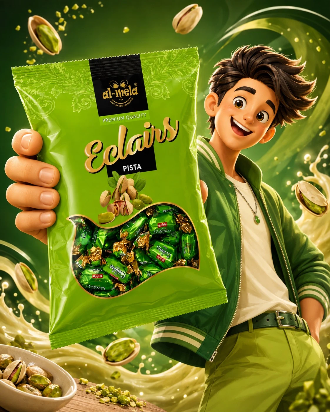 Al-Mela Premium Pistachio Eclairs