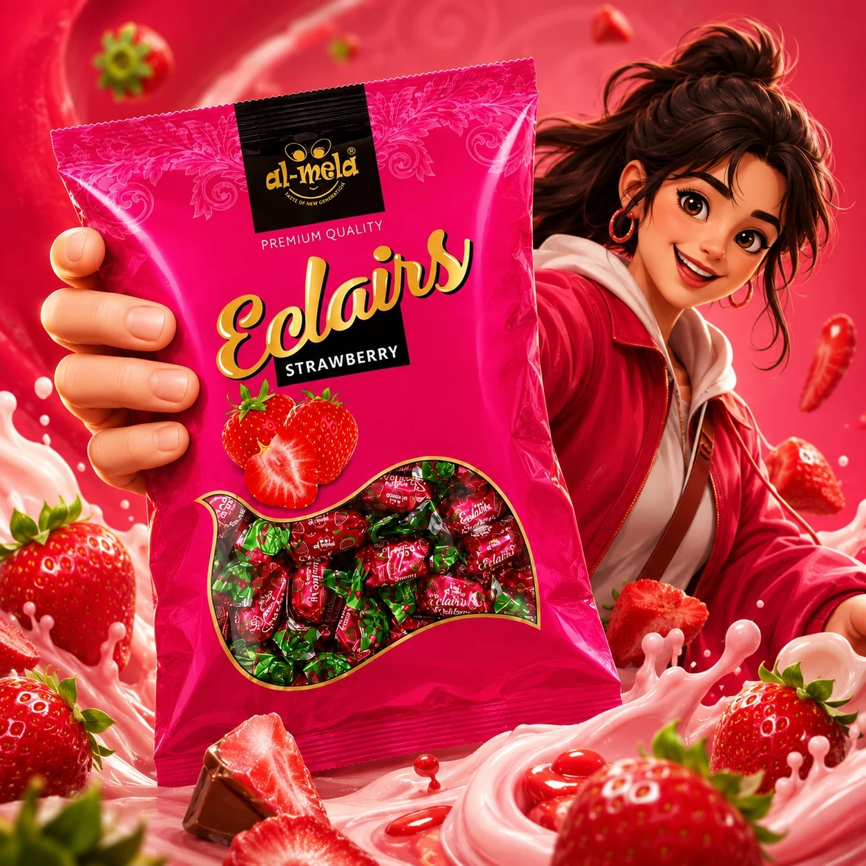 Al-Mela Elairs Strawberry Candy
